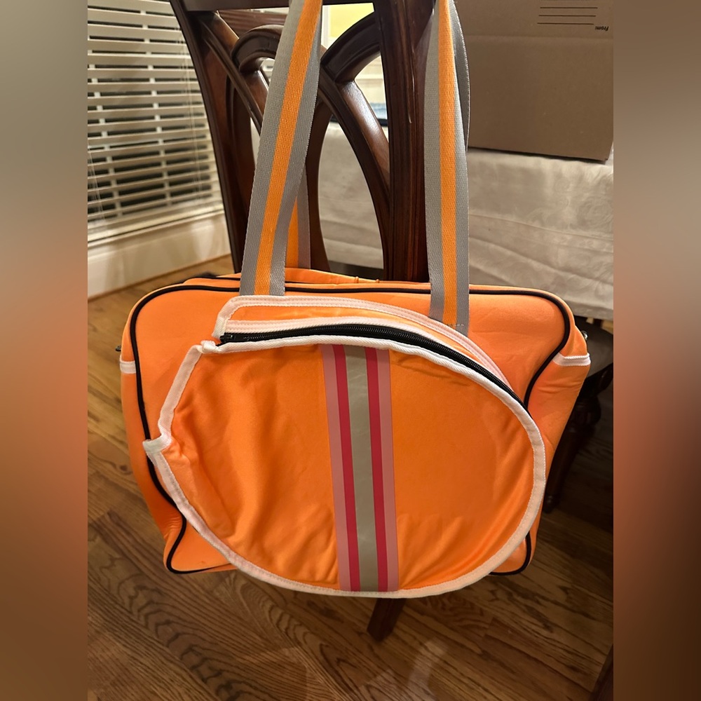 Orange Women's Canvas Tote with Accent Stripes